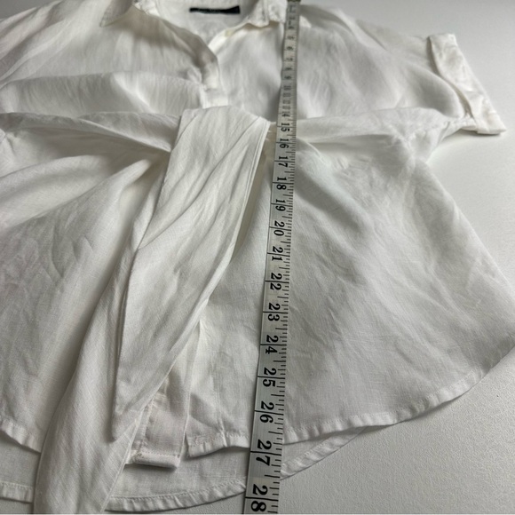 Ralph Lauren size,L linen tie, front concealed button short cuff sleeve blouse - Picture 6 of 14